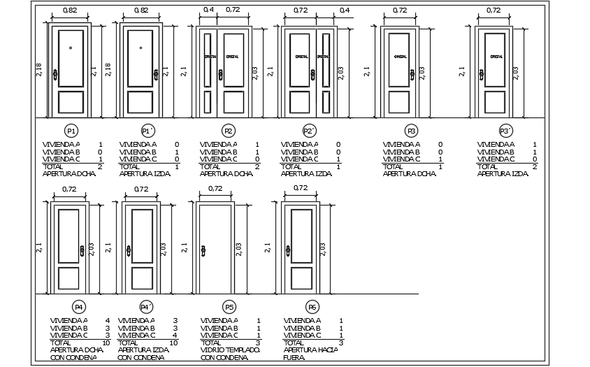 10x8m house plan door, window, and ventilation cad drawings are given ...