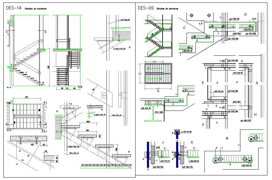 Stair structure detail - Cadbull