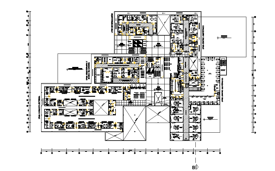 111x70m Hospital Plan Is Given In This Autocad Drawing Model. Download 