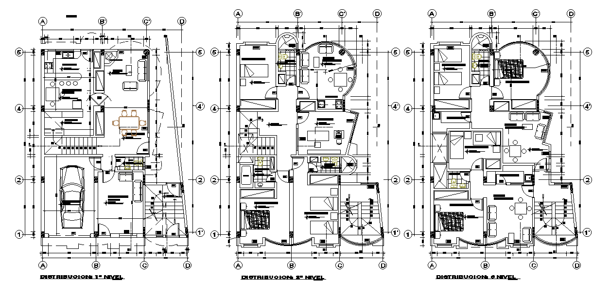 11x12m multifamily apartment building is given in this 2D Autocad DWG ...