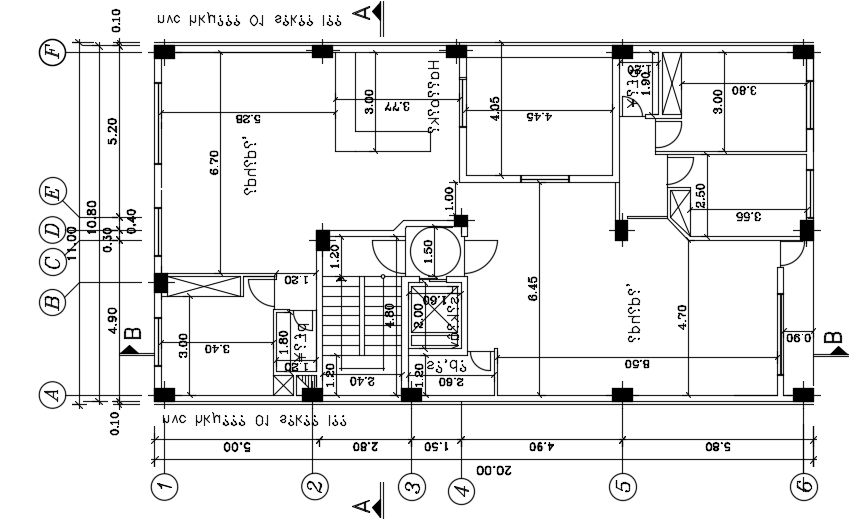 11x20m architecture multistory third floor apartment plan AutoCAD model ...