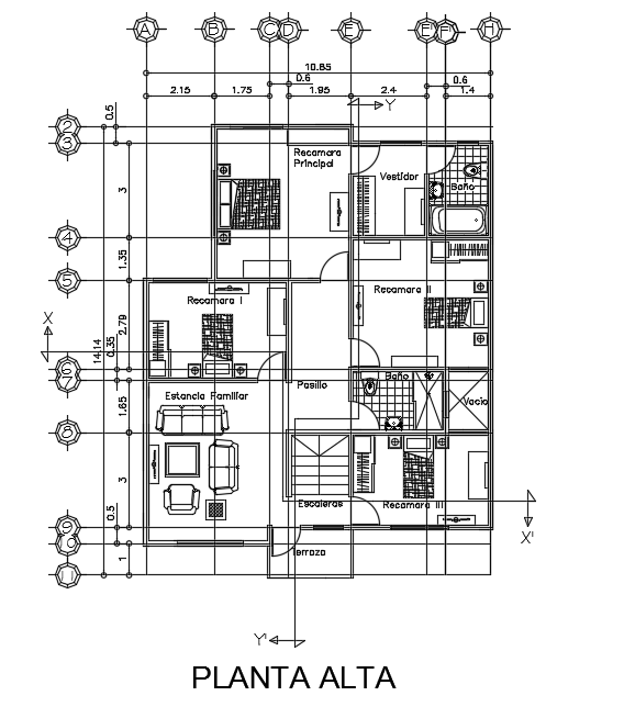 11x22m villa house plan first floor layout 2d AutoCAD drawing - Cadbull