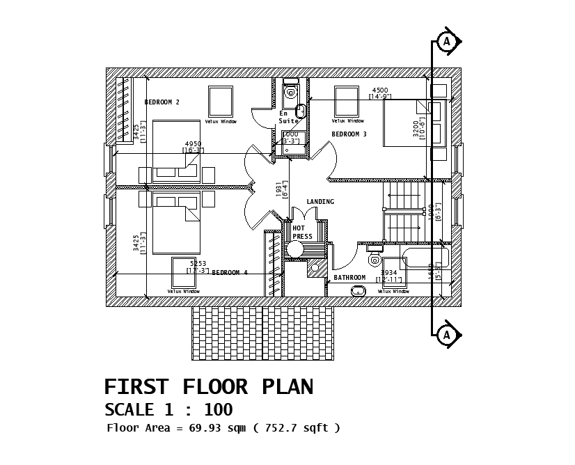 11x8m First Floor House Plan Is Given In This Autocad Drawing File Download Now Cadbull