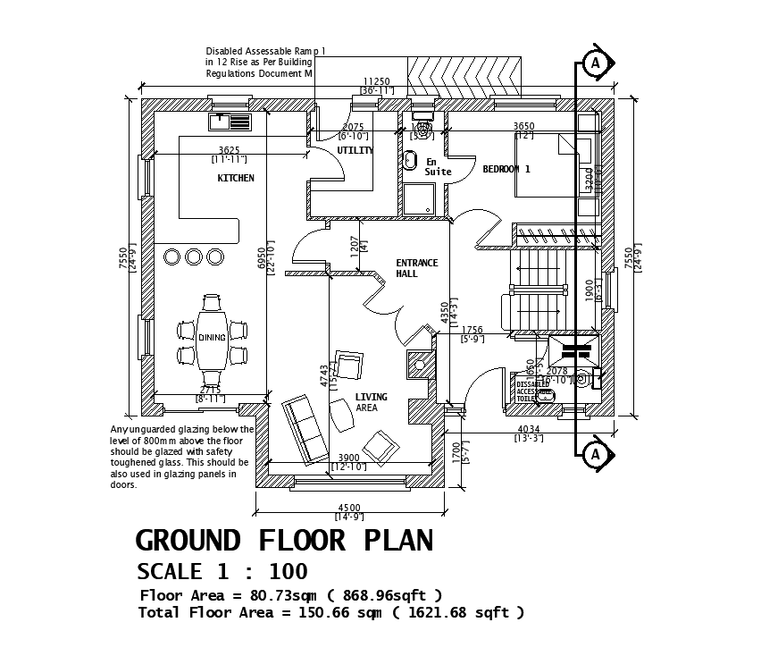 11x8m Ground Floor House Plan Is Given In This Autocad Drawing File Download Now Cadbull