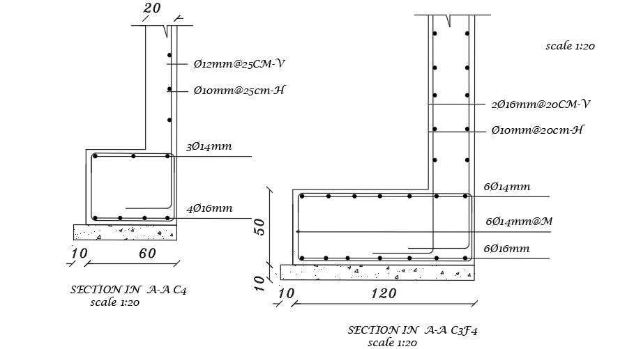 120x60 MM Column Section View AutoCAD File - Cadbull