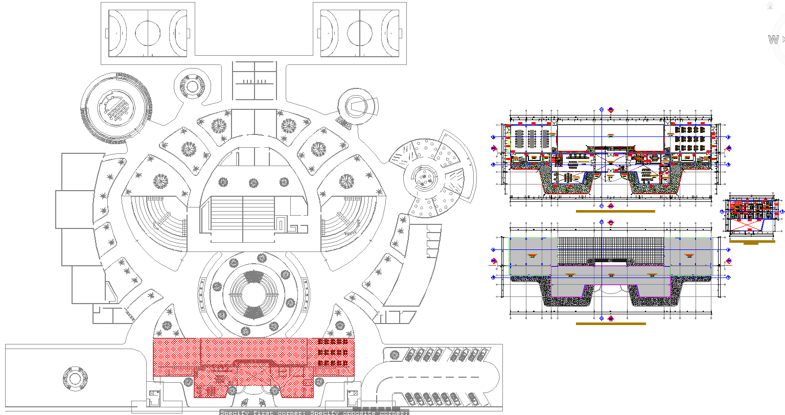 1250 Sq mtr administrations office architecture plan and design - Cadbull