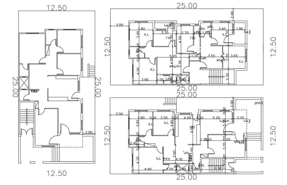 12 X 50 Meter Plot Size House Plan Design Cadbull