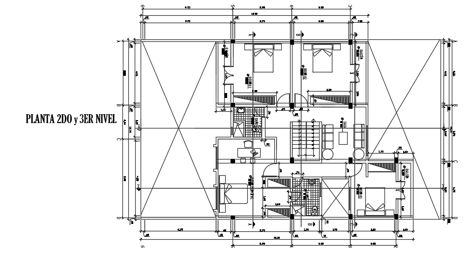 12x10m architecture third floor house design is given in this CAD file ...