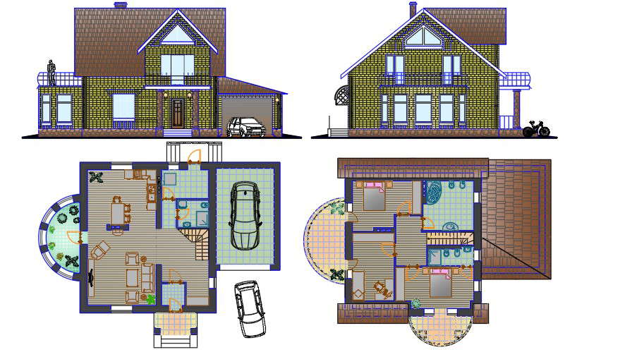 12x12 Meter 2 BHK House AutoCAD Plan Layout File - Cadbull