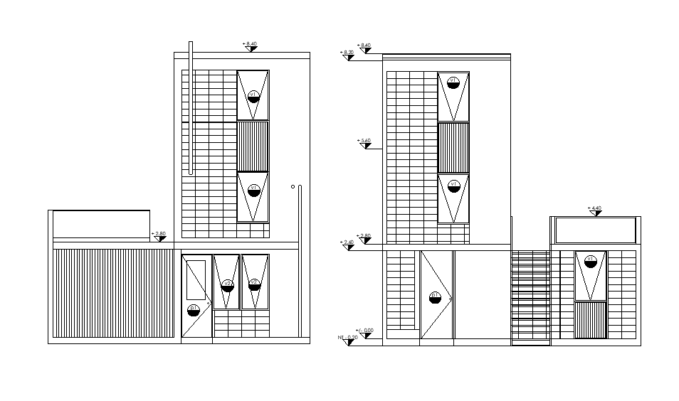 12x12m house plan of door view is given in this Autocad drawing file ...