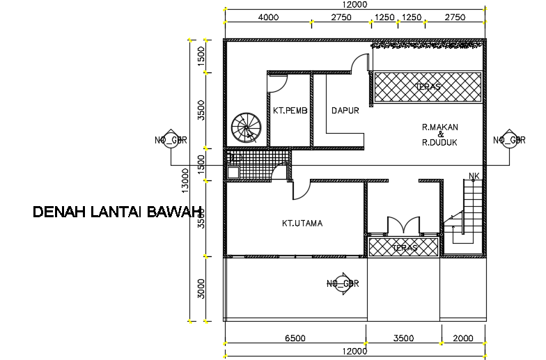 12x13m duplex house plan 2D AutoCAD drawing - Cadbull