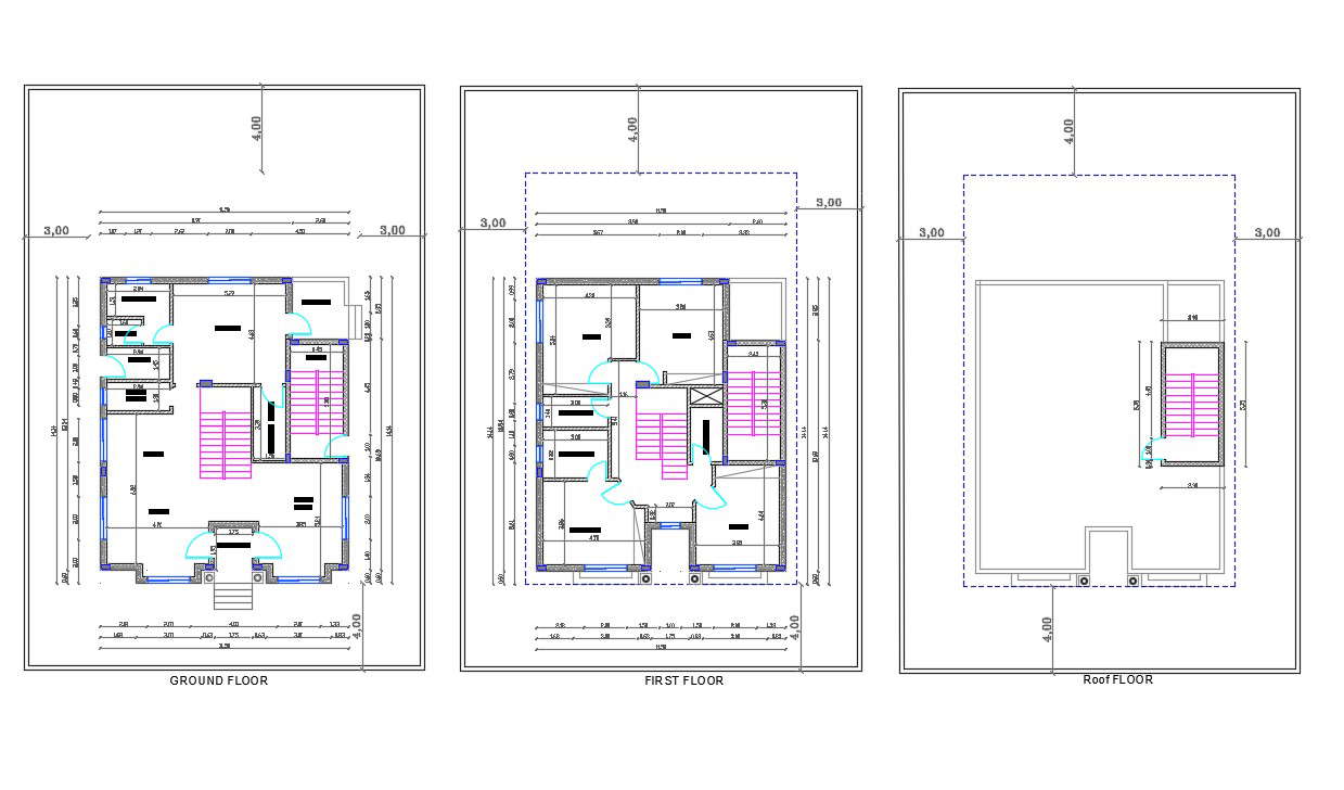 12x14m First Floor House Plan 2d Cad Drawing Model Cadbull