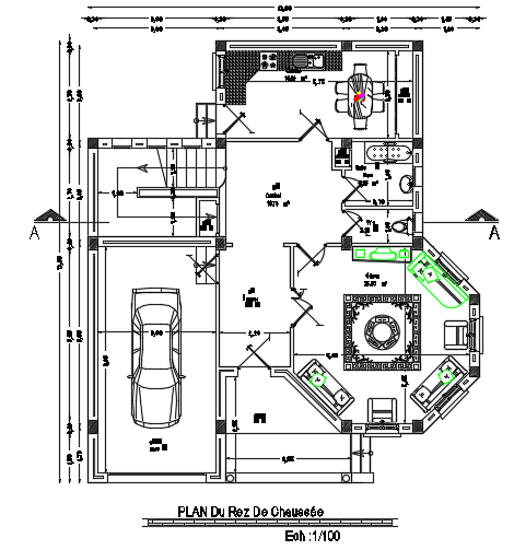 12x14m Villa House Plan Ground Floor Cad Drawing Is G