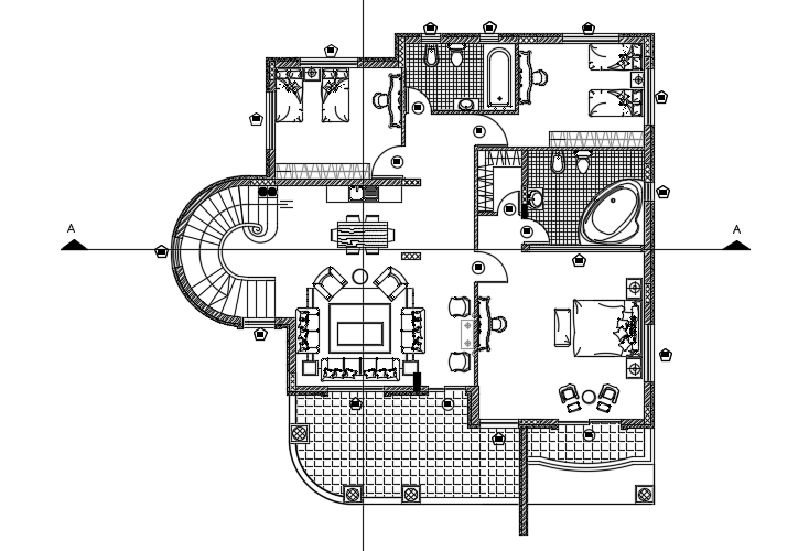 12x15m Architecture First Floor House Plan Cad 2d Drawing Is Given In This File Cadbull