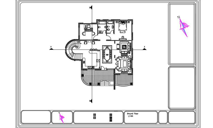 12x15m Architecture Ground Floor House Plan Cad 2d Drawing Is Given Cadbull