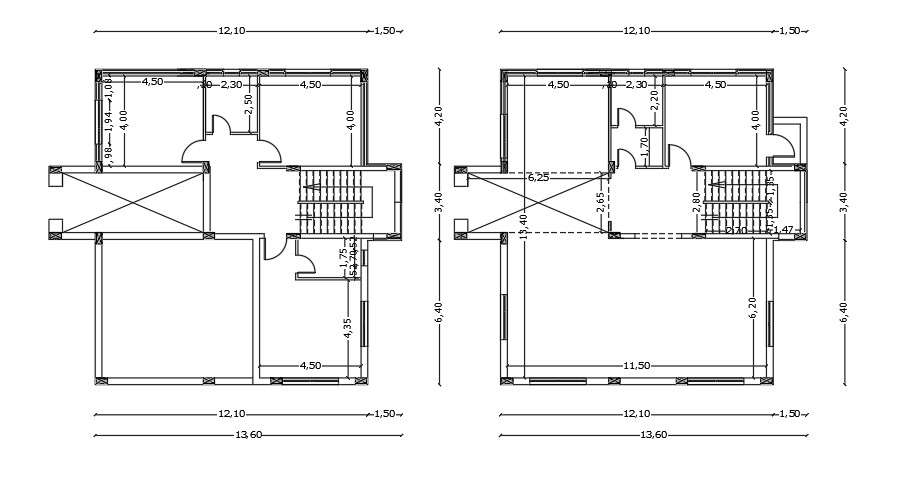 12x15m Residential House Plan Roof Layout Autocad Drawing Cadbull 5205