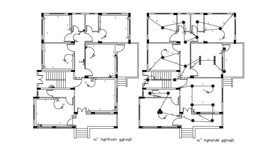 12x16m house plan of the switch and light location drawing - Cadbull