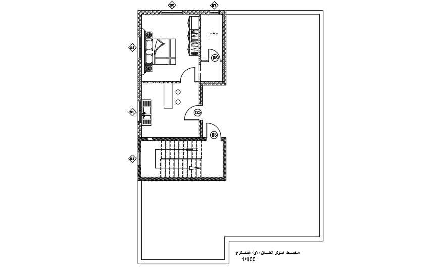 12x17m First Floor House Plan Furnitures Block Drawing Cadbull