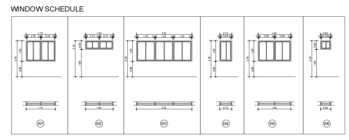 12x20m house building window schedule AutoCAD drawing - Cadbull