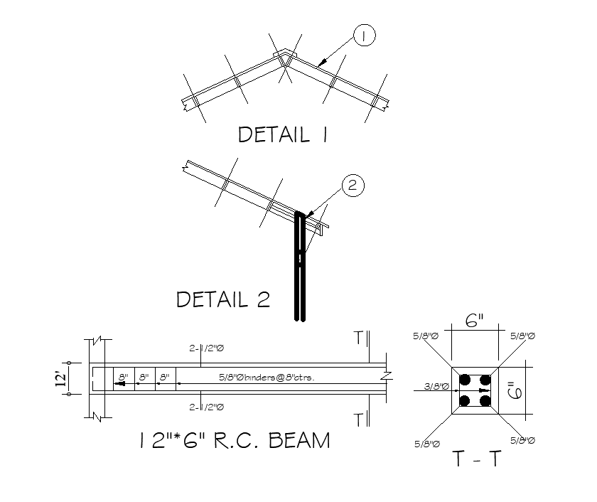 12”x6”RC beam detail is given in this Autocad drawing file. Download ...