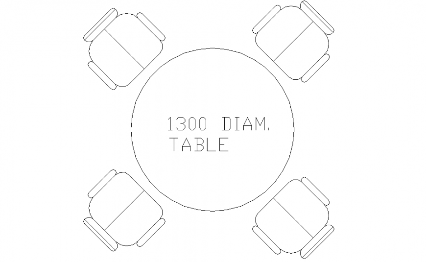 1300 DIA Dining Table Block Design - Cadbull
