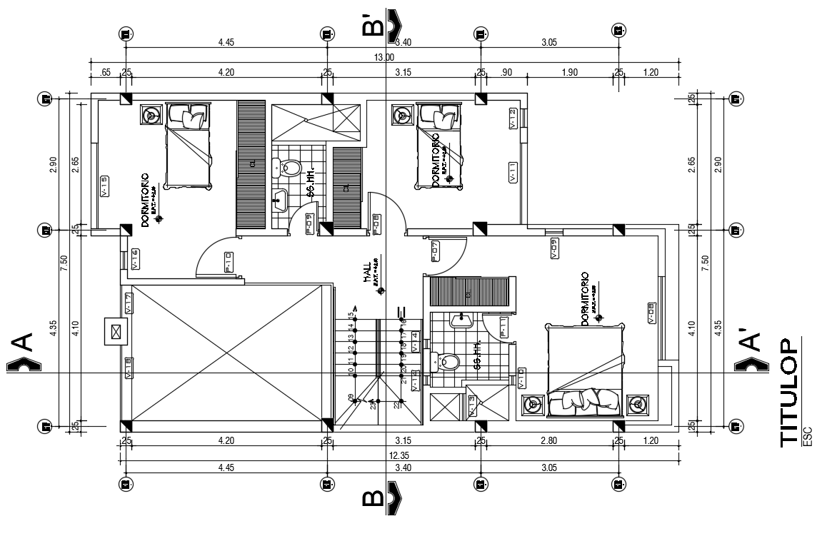 13x8 Meter House First Floor Plan Autocad Drawing Download Dwg File Cadbull