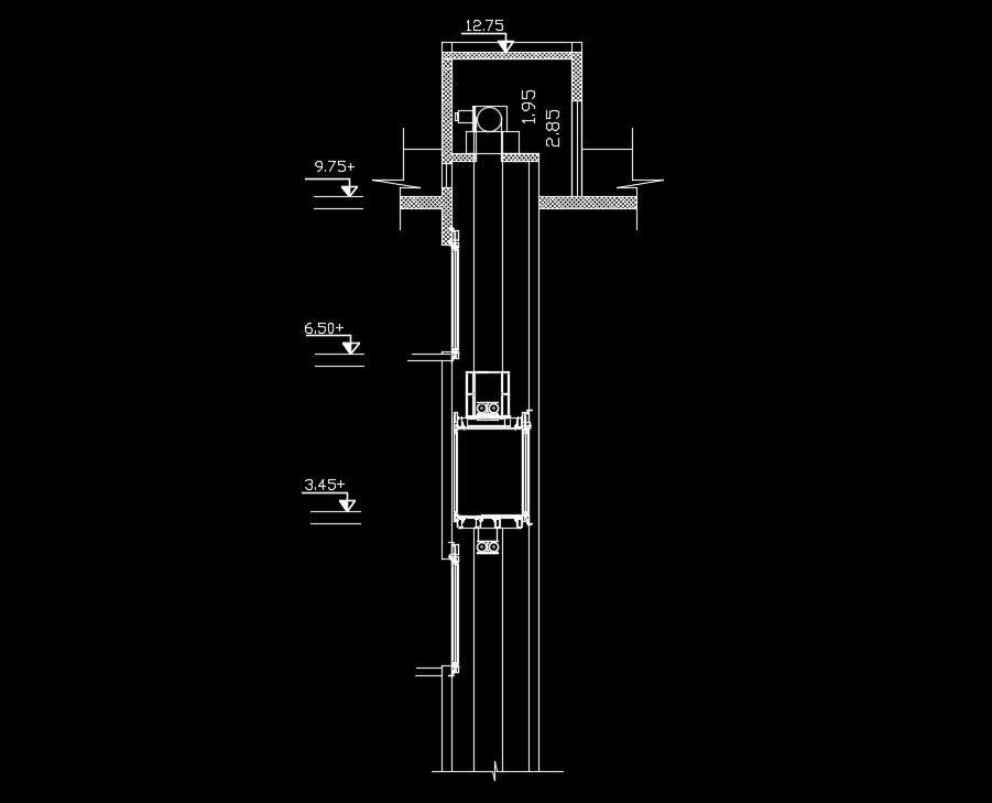 13m height of the lift section view - Cadbull