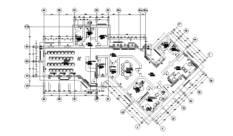 13x10m administrative office plan is given in this Autocad drawing ...