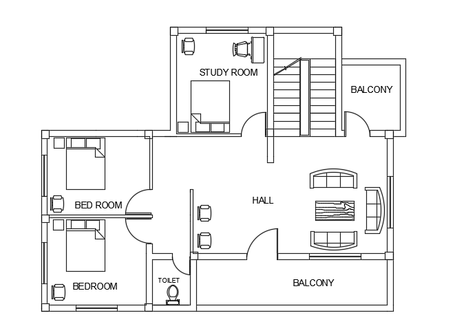 13x10m Architecture First Floor House Plan 2d Autocad Drawing Is Given In This File Cadbull