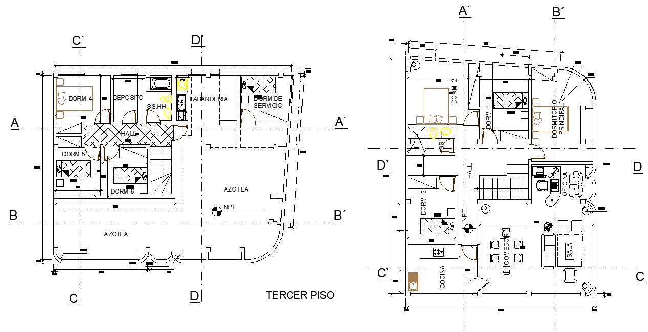 13x10m house plan is given in this 2D Autocad DWG drawing file ...