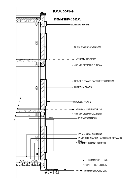 13x15m house plan of construction detail of windows are given in this ...