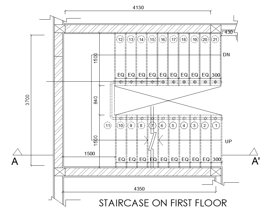 13x15m House Plan Of First Floor Staircase Plan Is Given In This 
