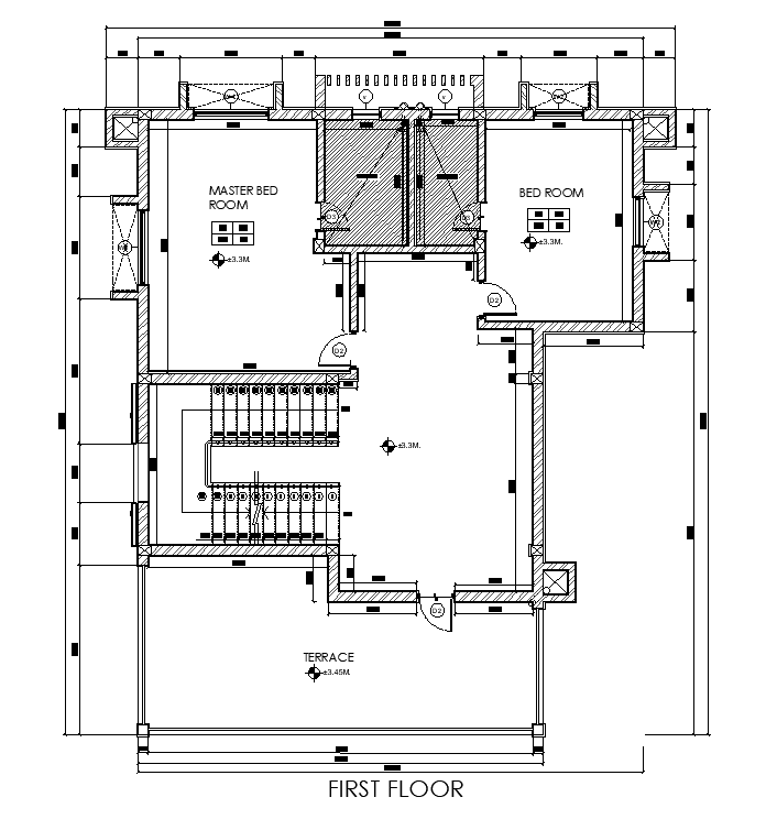 13x15m Residential First Floor House Plan Is Given In This Autocad Modeldownload Now Cadbull