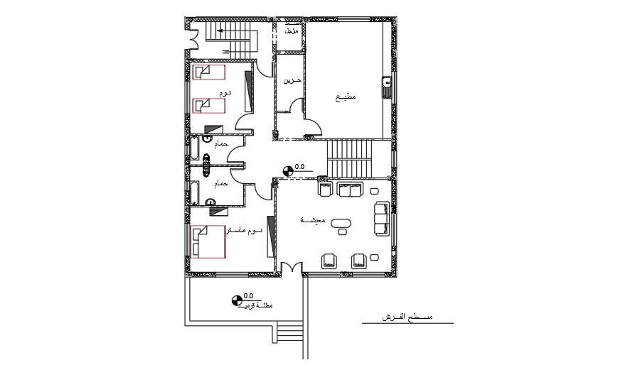 13x16m First Floor House Plan Furnitures Cad Layout Drawing Cadbull