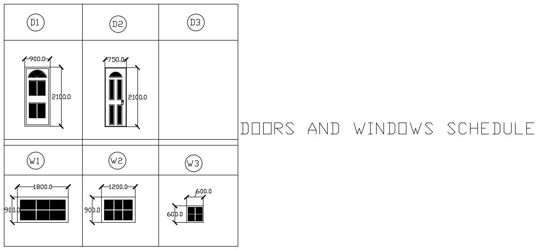 13x8m architecture house building door and window schedule - Cadbull