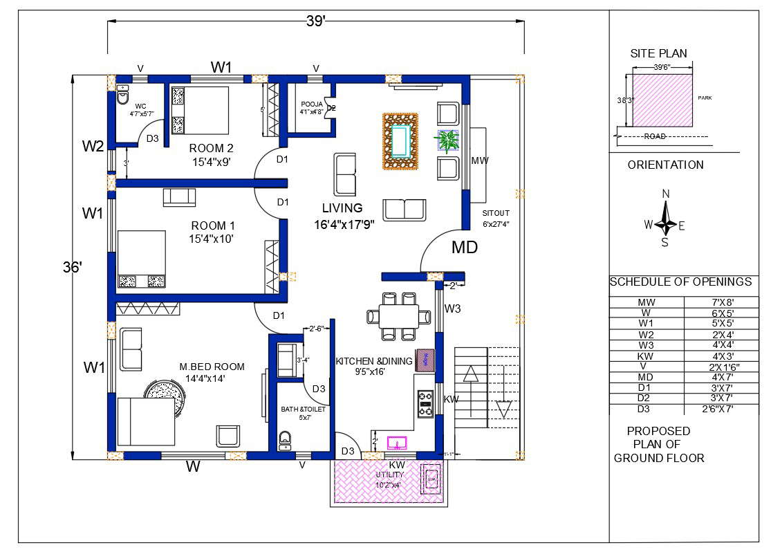 1400 Sq FT Floor Plan