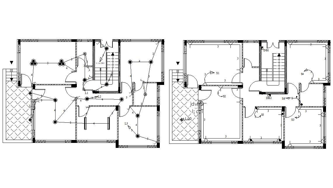 14.45 X 10.65 Meter Bungalow Electrical Layout Dwg File - Cadbull