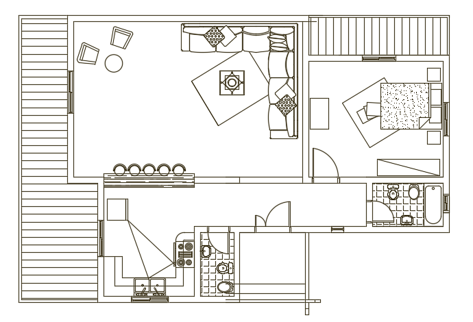 14x10m Single Bedroom Simple House Plan Autocad Model Cadbull