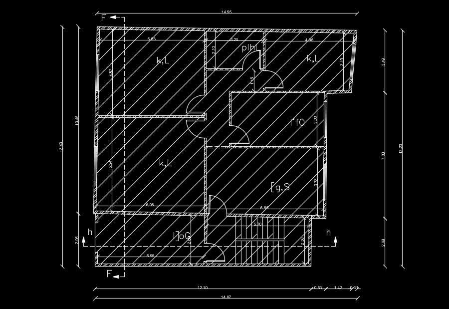 14x14m Architecture Ground Floor House Plan Drawing Cadbull