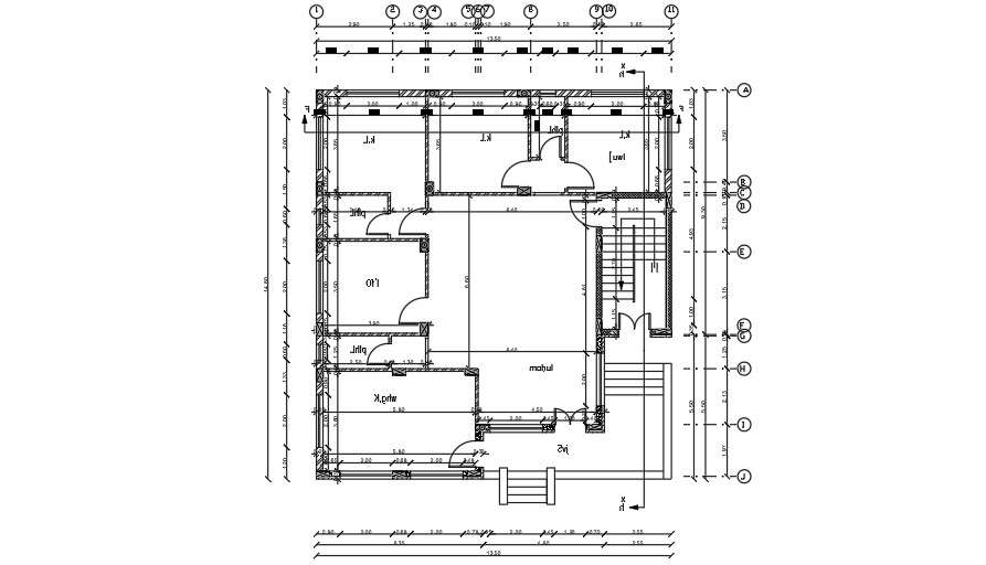 14x14meter 2d Autocad House Plan Drawing Download Now Cadbull