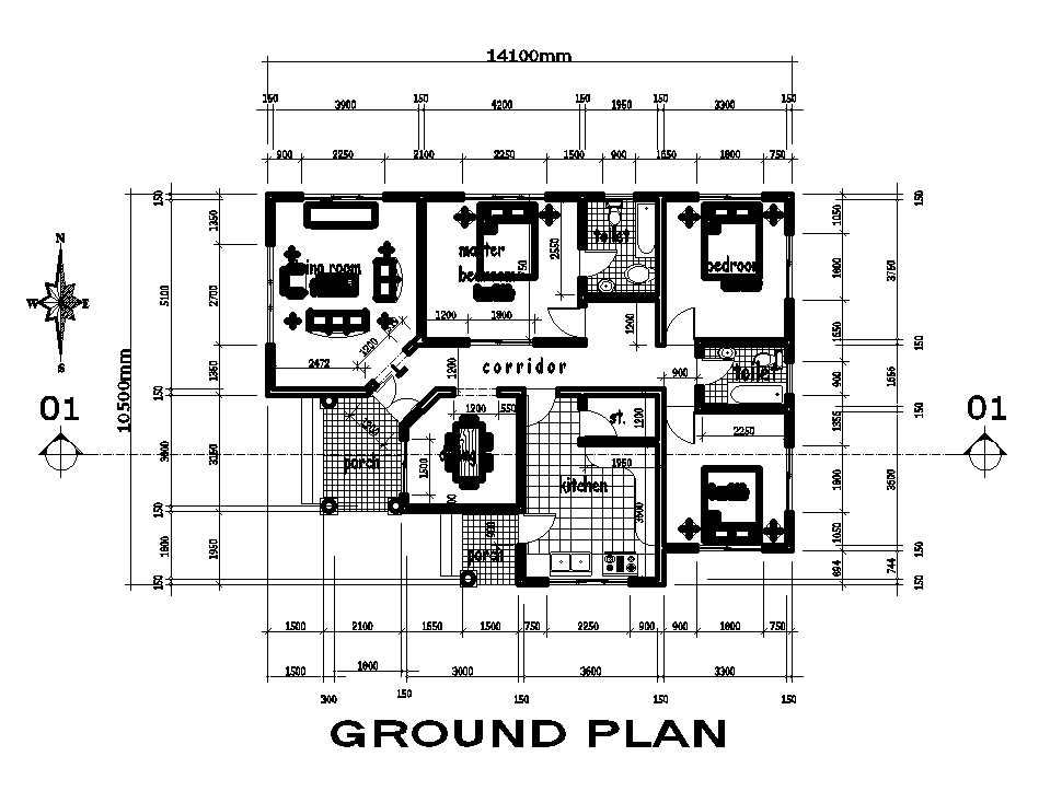 14x16m house plan is given in this Autocad drawing file. Download now ...