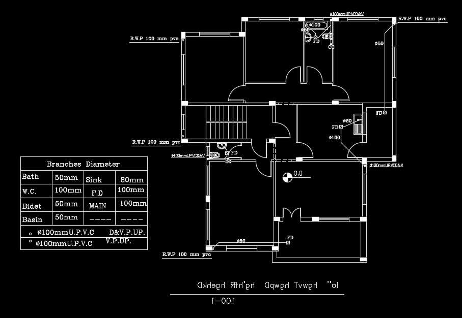 14x16m house plan of the sanitary line Download the file now - Cadbull