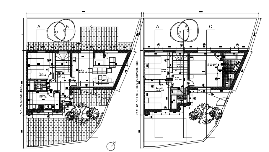 14x16m two story duplex house plan AutoCAD model is given in this file ...