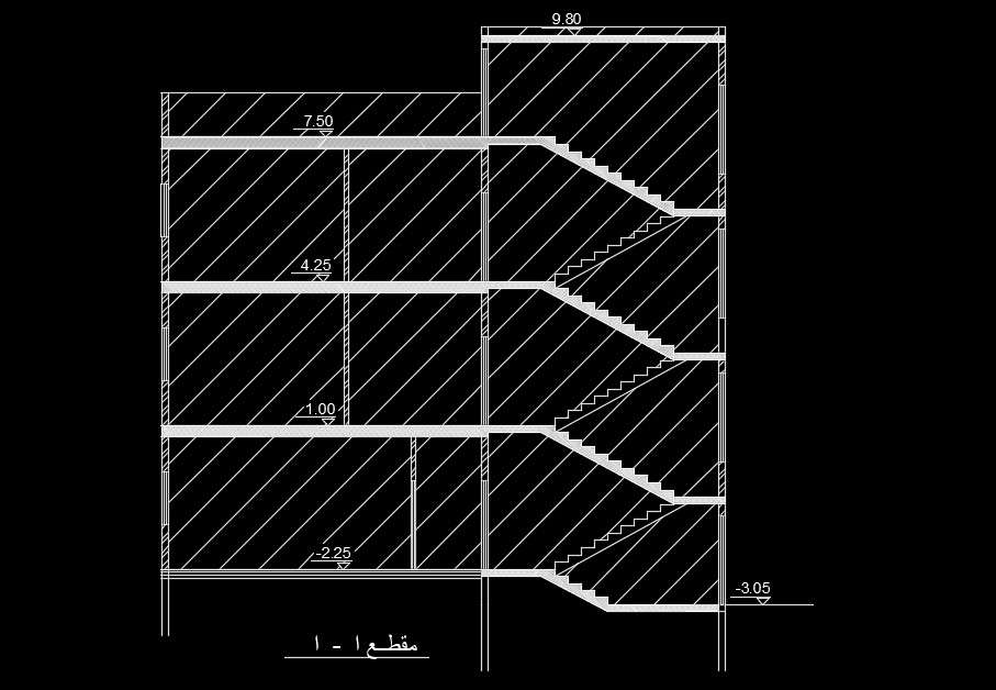 14x17m House Building Back Side Section View Cadbull