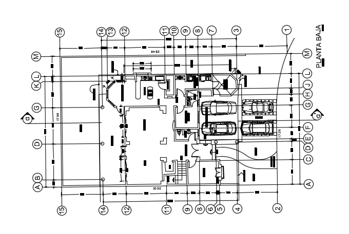 14x17m two story ground floor house plan is given in this AutoCAD model ...