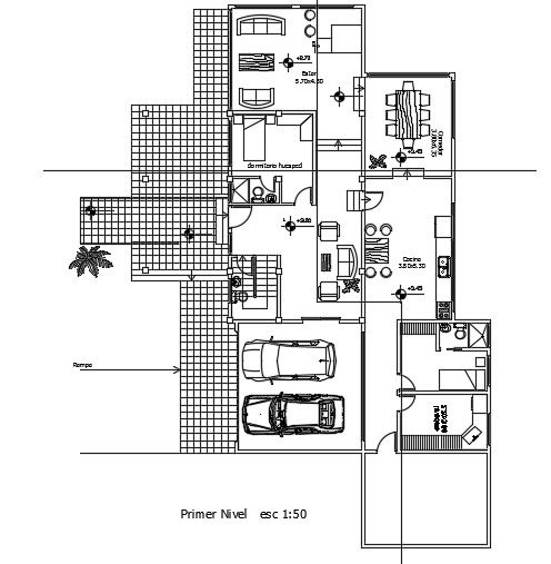 14x23m single family ground floor house plan - Cadbull