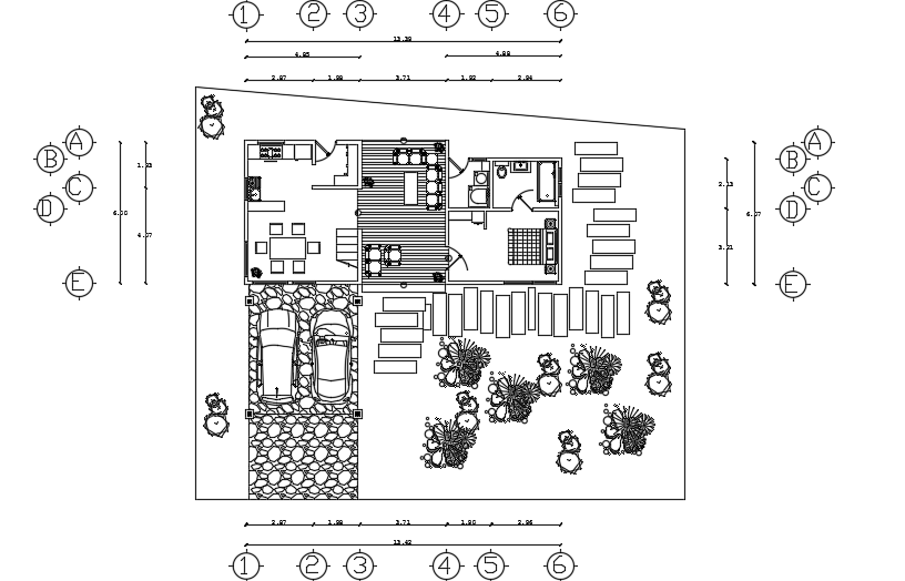 14x6m Architecture Two Story Ground Floor House Plan Cad Drawing Cadbull