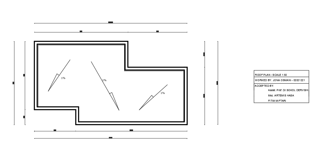 14x8m Architecture 1bhk House Roof Plan Autocad Drawing Cadbull