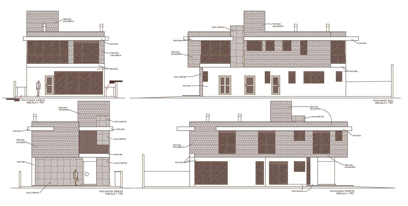 1500 Sq Ft AutoCAD House Elevation Design DWG File - Cadbull