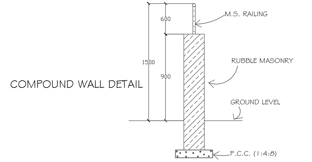 1500mm-height-of-the-compound-wall-section-cad-drawing-cadbull